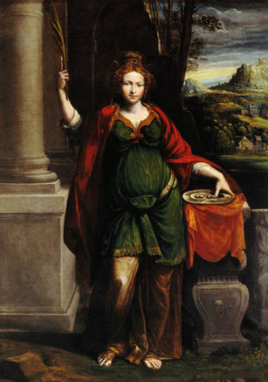 Retrato de Santa Luchia, manierismo renacentista al óleo por El Garofalo.