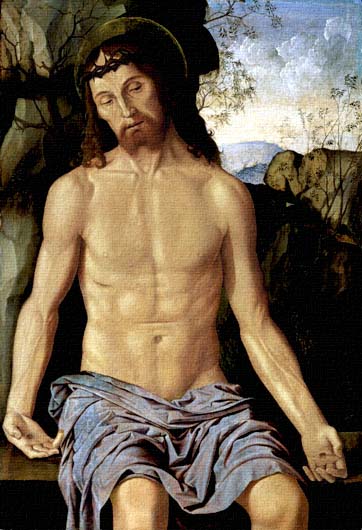 Cristo retratado al estilo renacentista mezclado con gótico por Palmezzano.