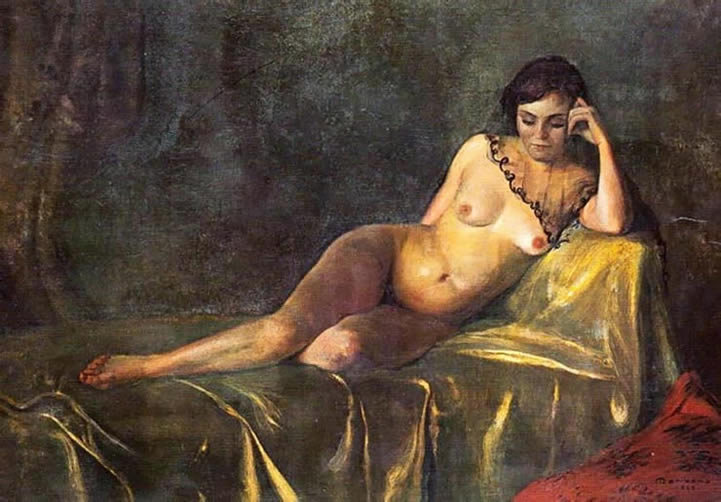 Desnudo en tela al óleo por Maribona.