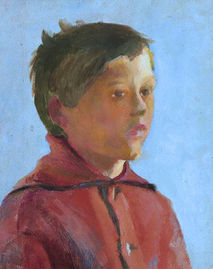 Jovencito retratado al estilo modernista por Hawthorne.