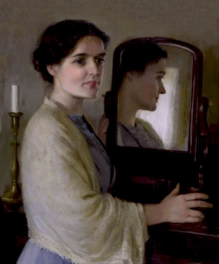 Retrato de dama al óleo por el norteamericano Nelson.