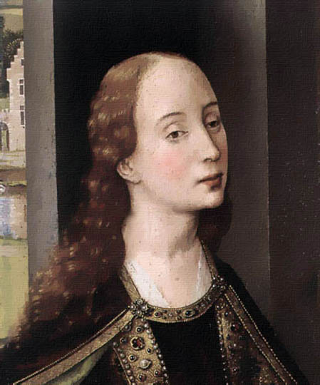 Dama del siglo 15 al estilo flamenco por Van der Weyden.