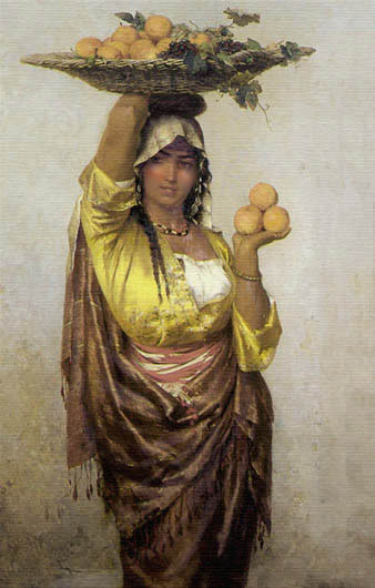 Dama retratada al estilo orientalista por el alemán Seel.