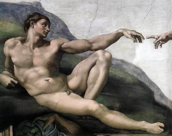 Santo pintado al fresco por Michelangelo.