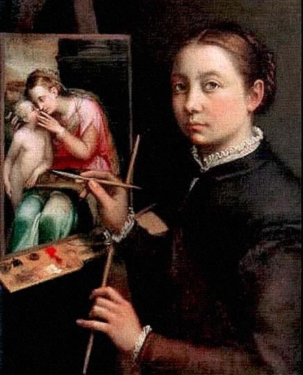 Pintura renacentista, autorretrato por la italiana Anguissola.