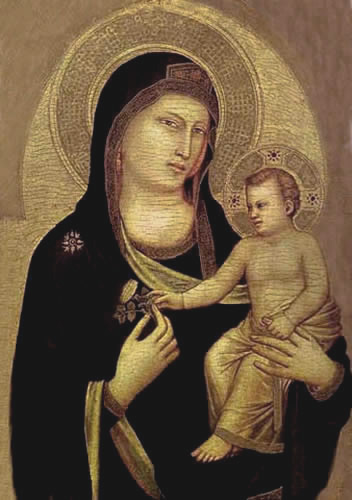 Madonna y el niño al temple por El Giotto.