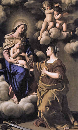 Pintura religiosa de estilo similar a Reni por El Sassoferrato.