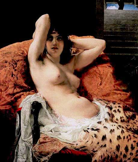 Retrato orientalista de odalisca desnuda por Bianchi.