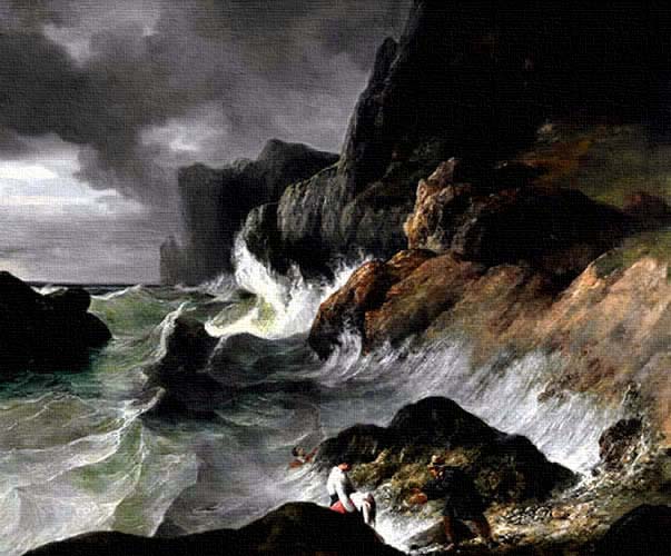 Mar agitado, vista marina por el artista romántico Vernet.