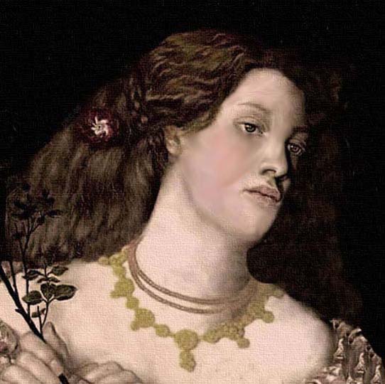Pintura estilo realismo prerrafaelista por el inglés Rossetti.