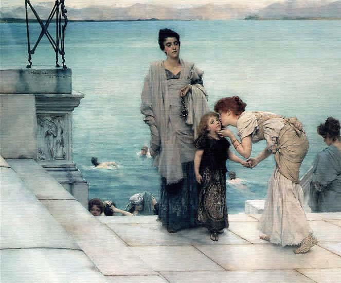 Cuadro británico estilo académico por Alma Tadema.