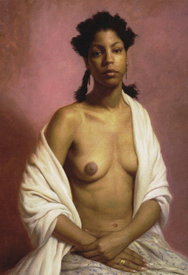 Retrato desnudo realista por la estadounidense Watwood.