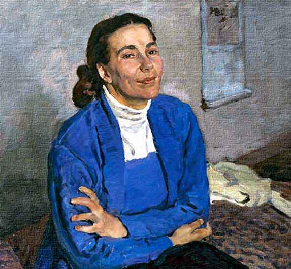 Retrato expresionista, pintura soviética del 1900 por Pushnin.