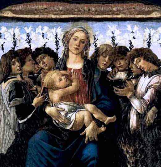 Escena religiosa, fresco florentino por Botticelli.