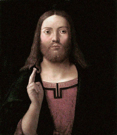 Cristo dando su bendiciendo, pintura renacentista al óleo por Rusconi.