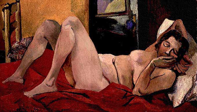 Desnudo italiano modernista, óleo en tela por Guttuso.