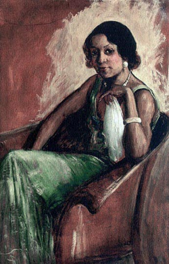 Retrato de dama afroamericana a manera de Gauguin por Hardrick.