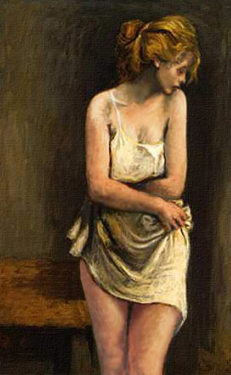 Retrato realista americano, óleo neoyorkino del 1900 por Soyer.
