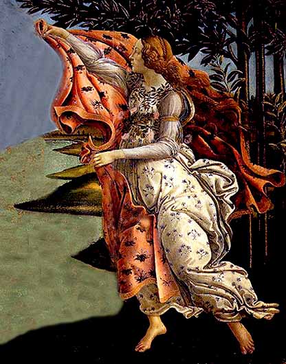 Alegoría de escena mitológica al temple por Botticelli.