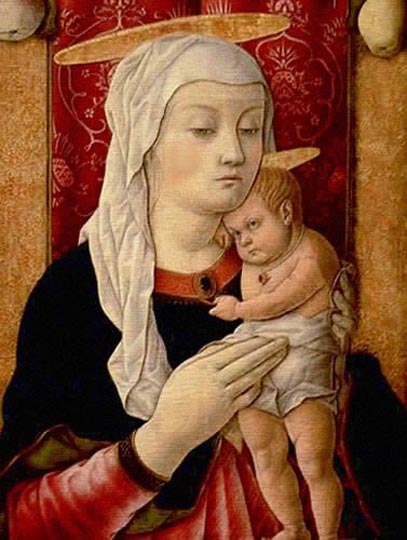 Virgen y niño al temple por Crivelli.