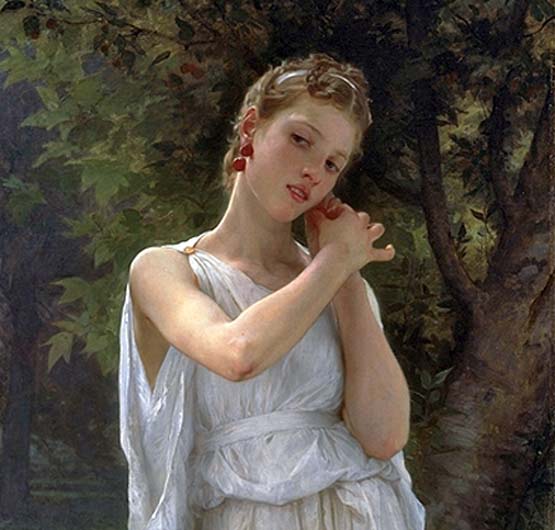 Retrato de jovencita, pintura realista por Bouguereau.